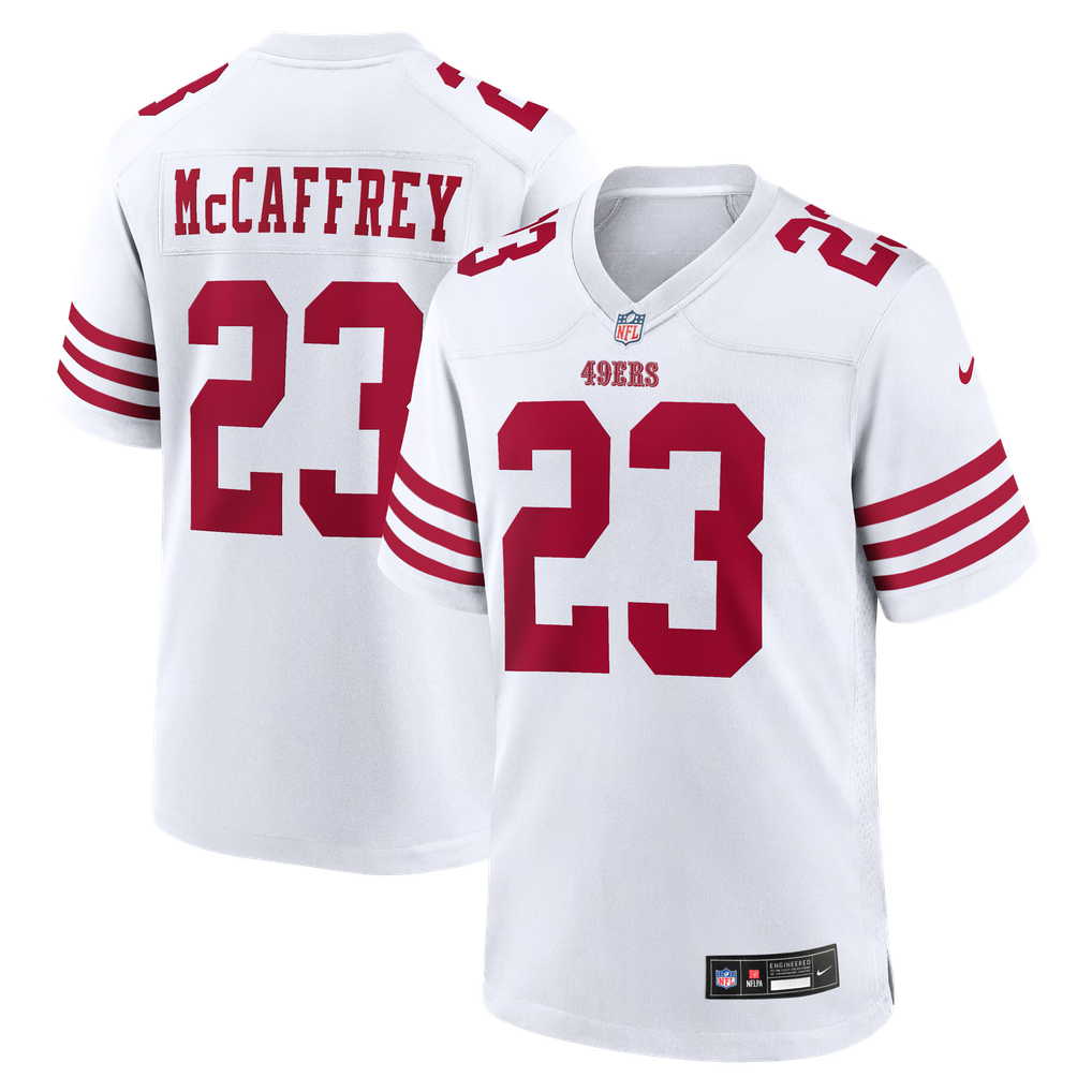 Men's San Francisco 49ers Christian McCaffrey Nike White Game Player Jersey - Image 2