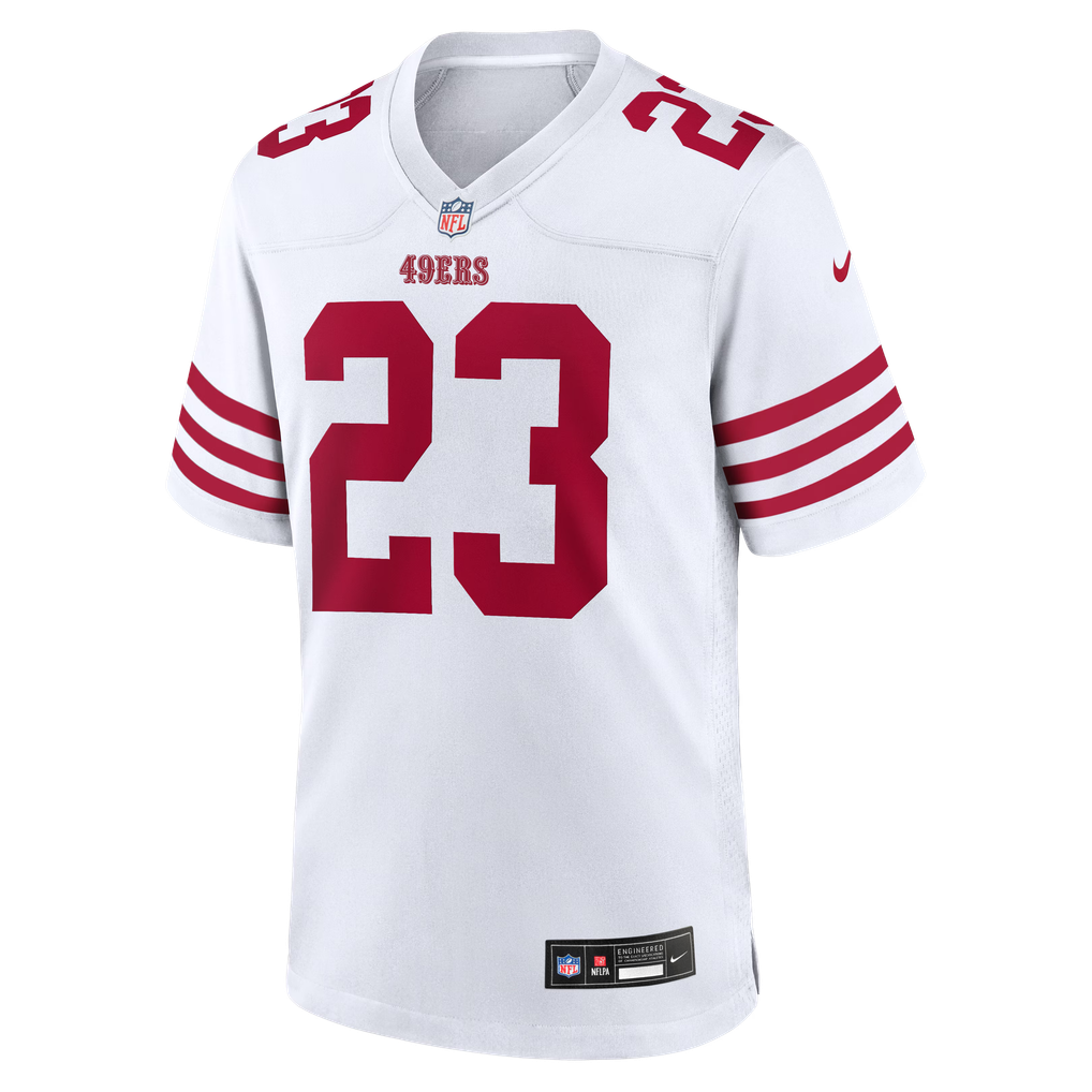 Men's San Francisco 49ers Christian McCaffrey Nike White Game Player Jersey - Image 7