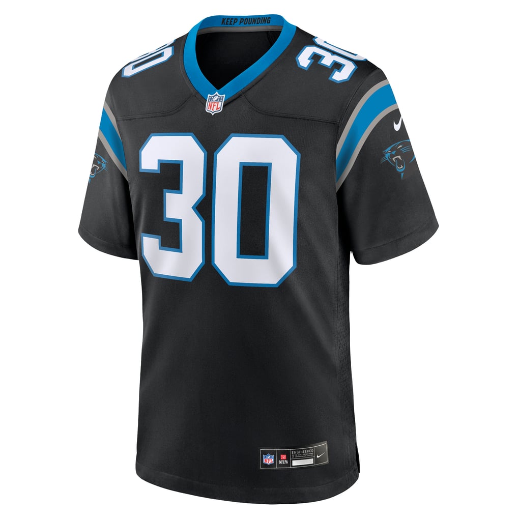 Men's Carolina Panthers Chuba Hubbard Nike Black Team Game Jersey - Image 3