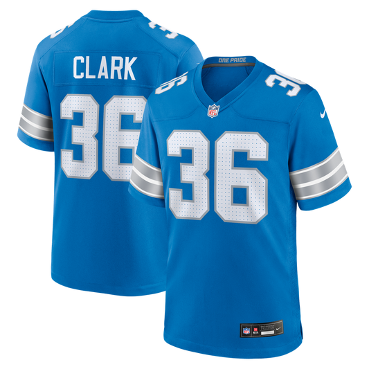Men's Detroit Lions Chuck Clark Nike Blue Team Game Jersey - Image 1