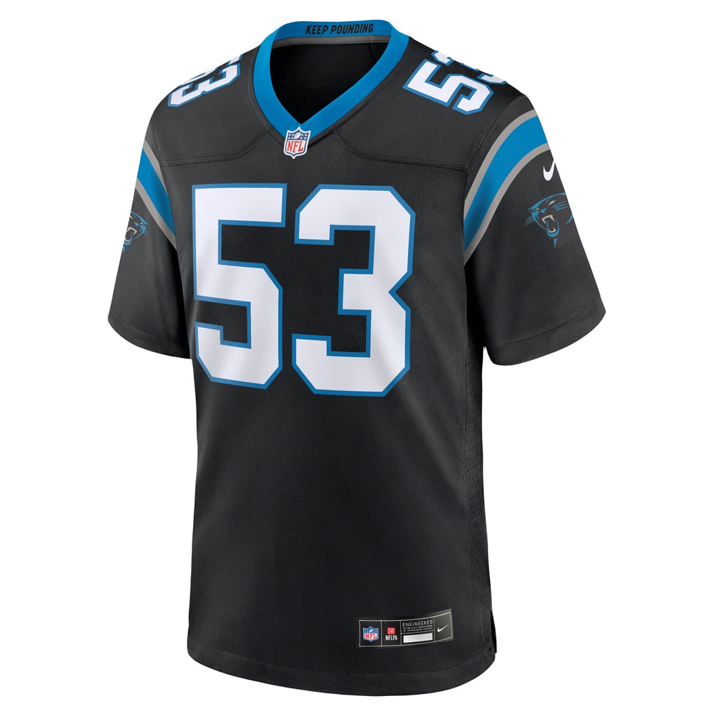 Men's Carolina Panthers Claudin Cherelus Nike Black Team Game Jersey - Image 3