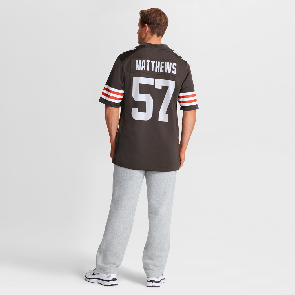 Men's Cleveland Browns Clay Matthews Nike Brown Game Retired Player Jersey - Image 9