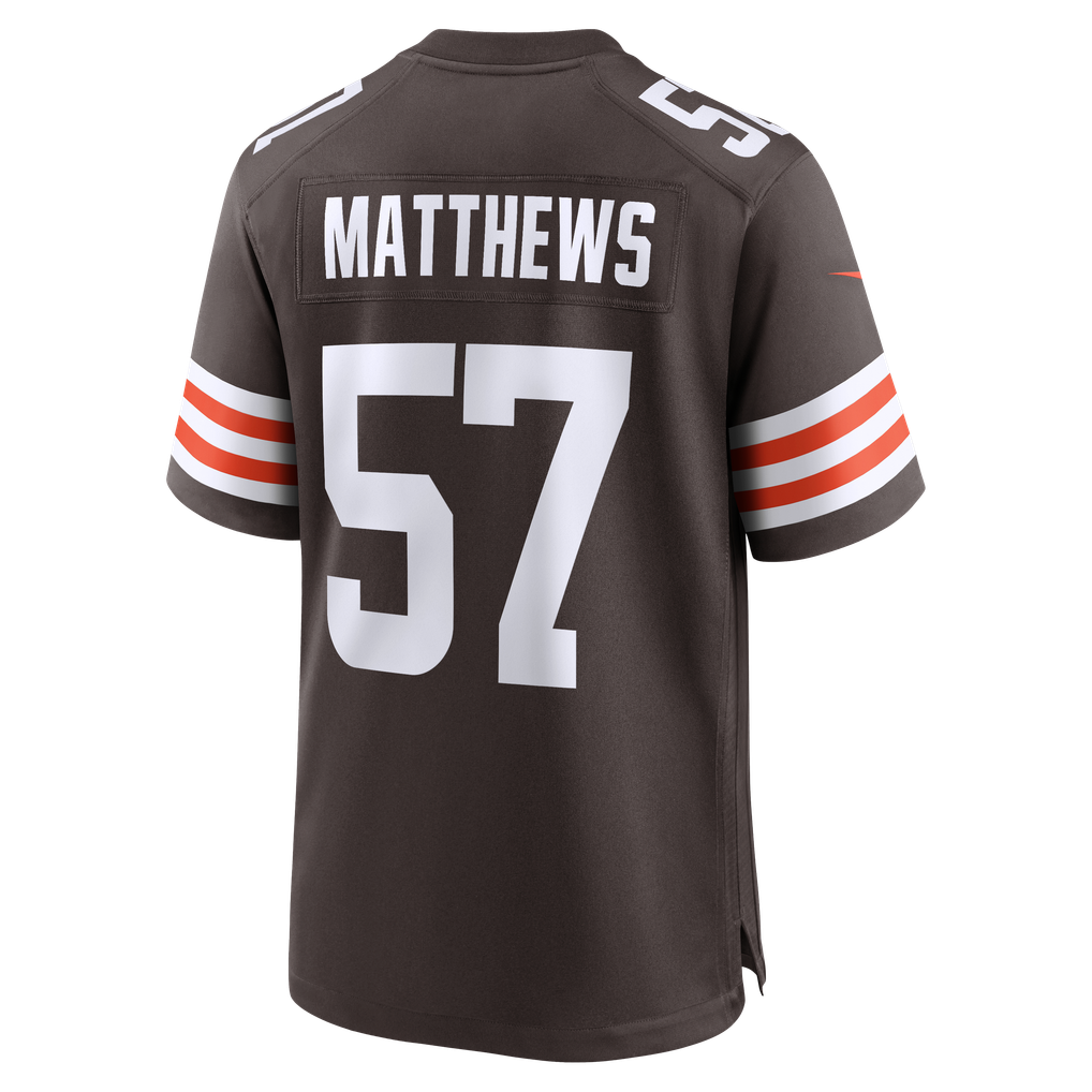 Men's Cleveland Browns Clay Matthews Nike Brown Game Retired Player Jersey - Image 4