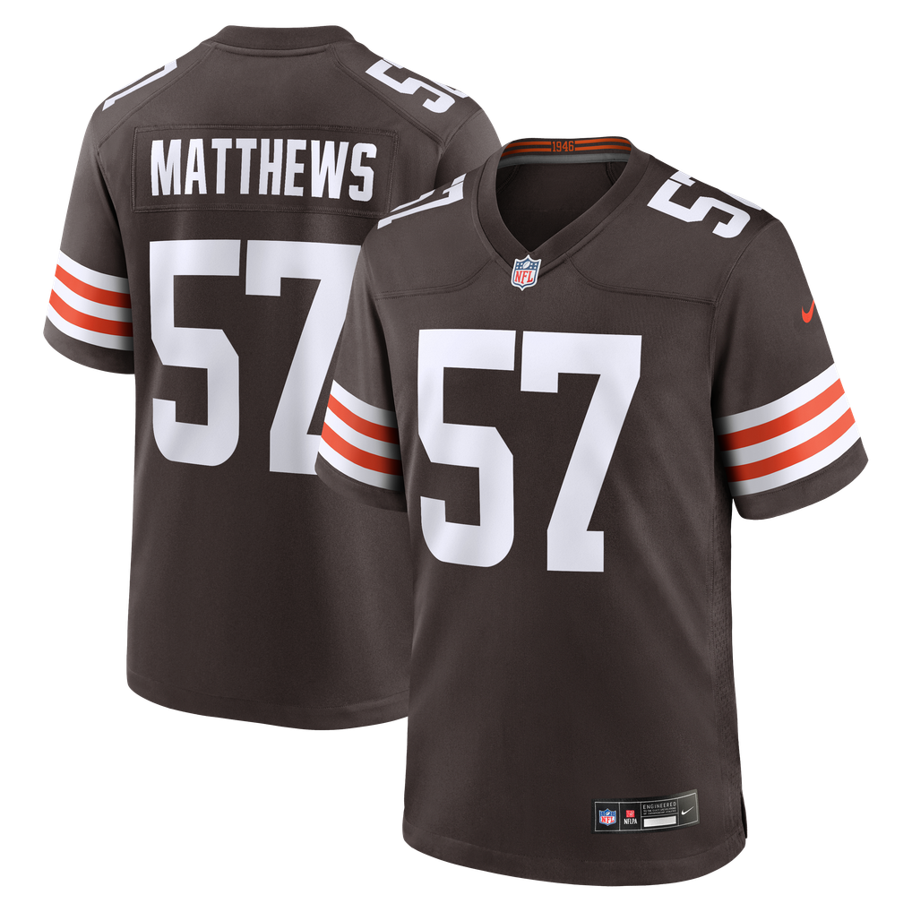 Men's Cleveland Browns Clay Matthews Nike Brown Game Retired Player Jersey - Image 1