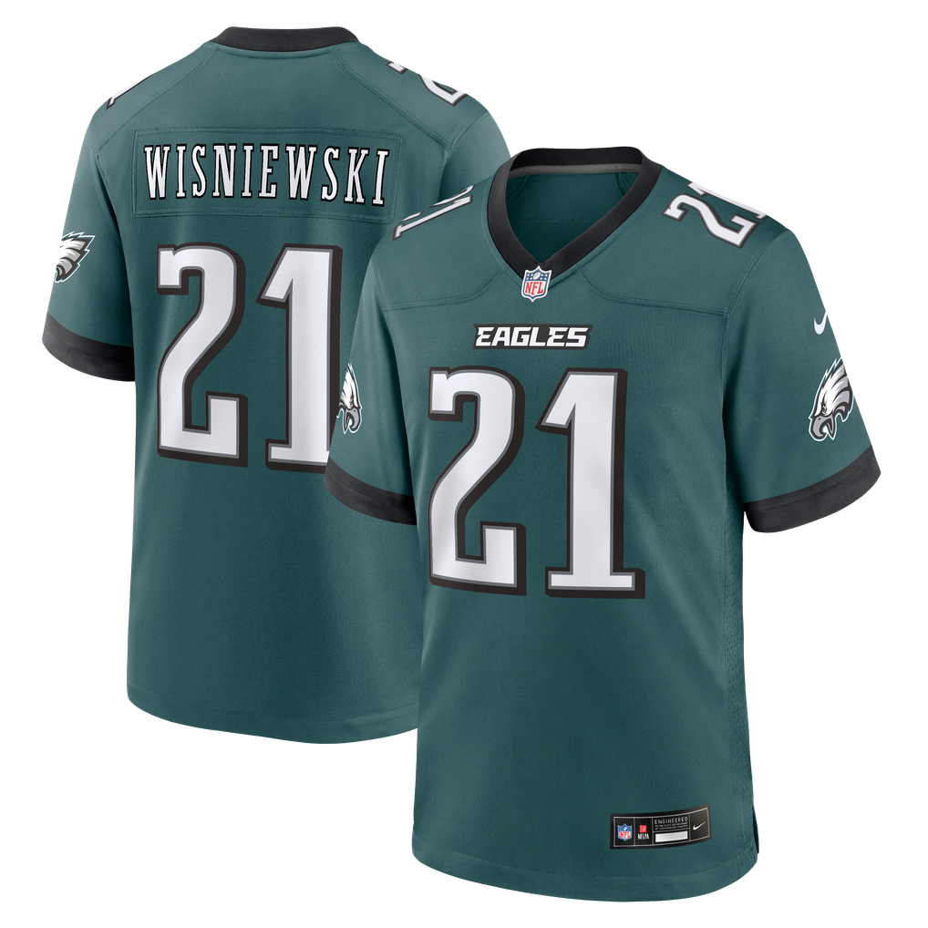 Men's Philadelphia Eagles Cole Wisniewski Nike Midnight Green Team Game Jersey - Image 1