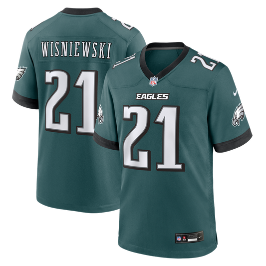Men's Philadelphia Eagles Cole Wisniewski Nike Midnight Green Team Game Jersey - Image 1