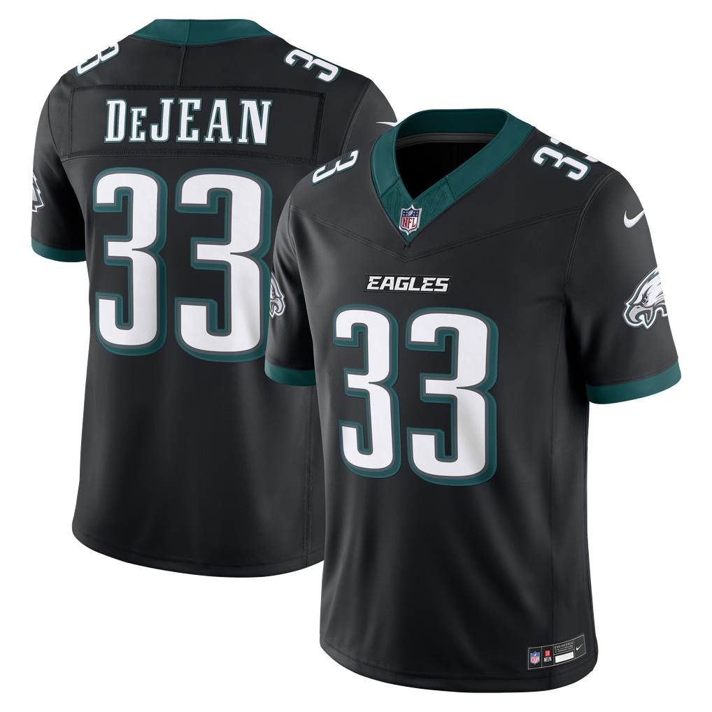 Men's Philadelphia Eagles Cooper DeJean Nike Black Alternate Vapor F.U.S.E. Stitched Limited Jersey - Image 2