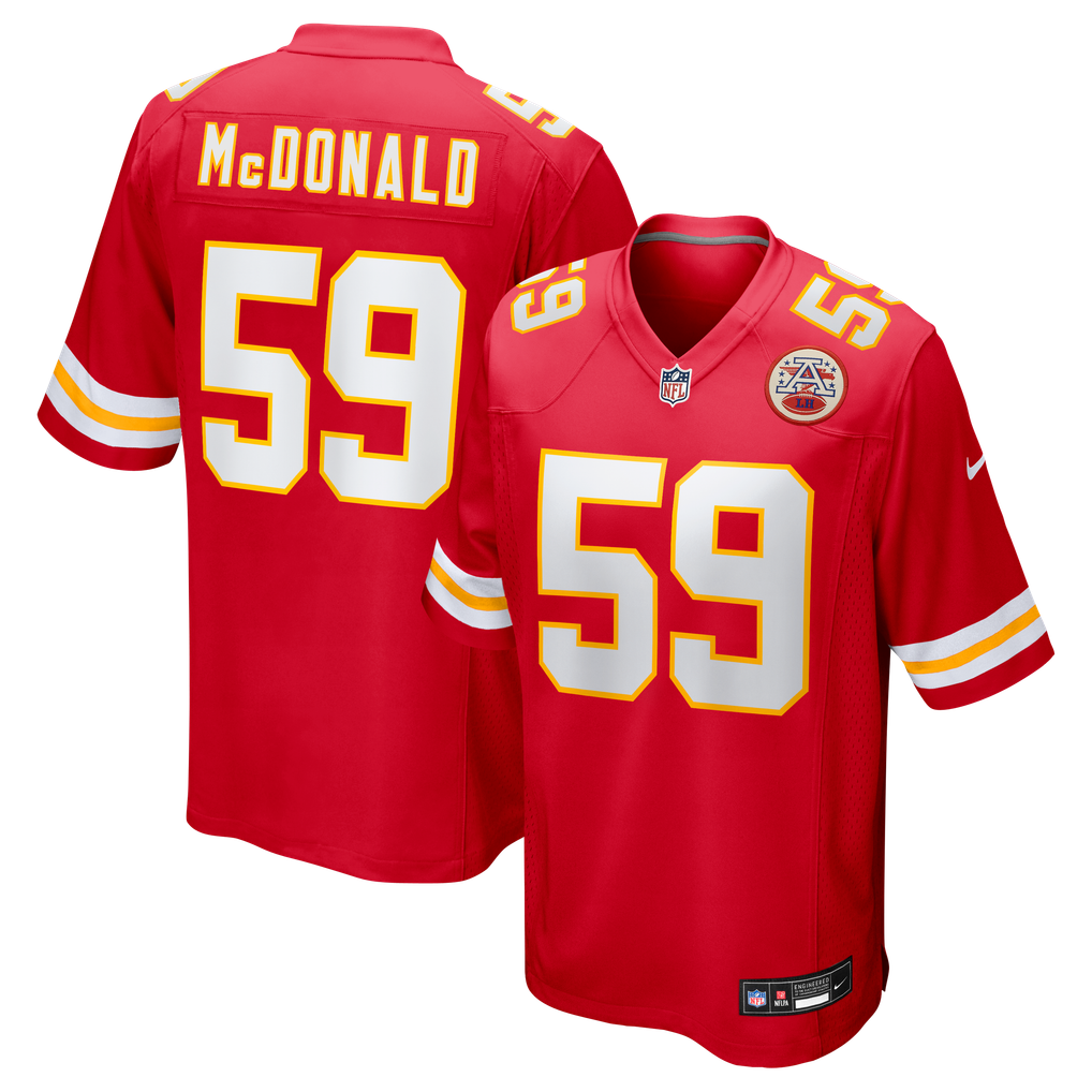 Men's Kansas City Chiefs Cooper McDonald Nike  Red Team Game Jersey - Image 1