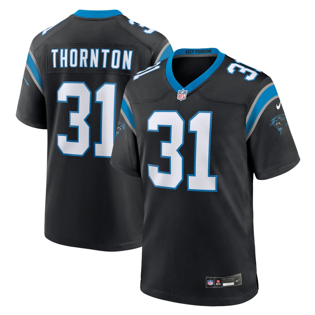 Men's Carolina Panthers Corey Thornton Nike Black Team Game Jersey - Image 2