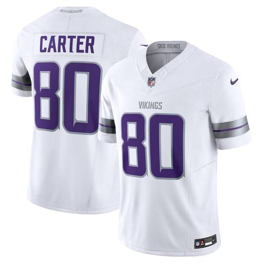 Men's Minnesota Vikings Cris Carter Nike White Alternate Vapor F.U.S.E. Retired Player Limited Jersey - Image 1