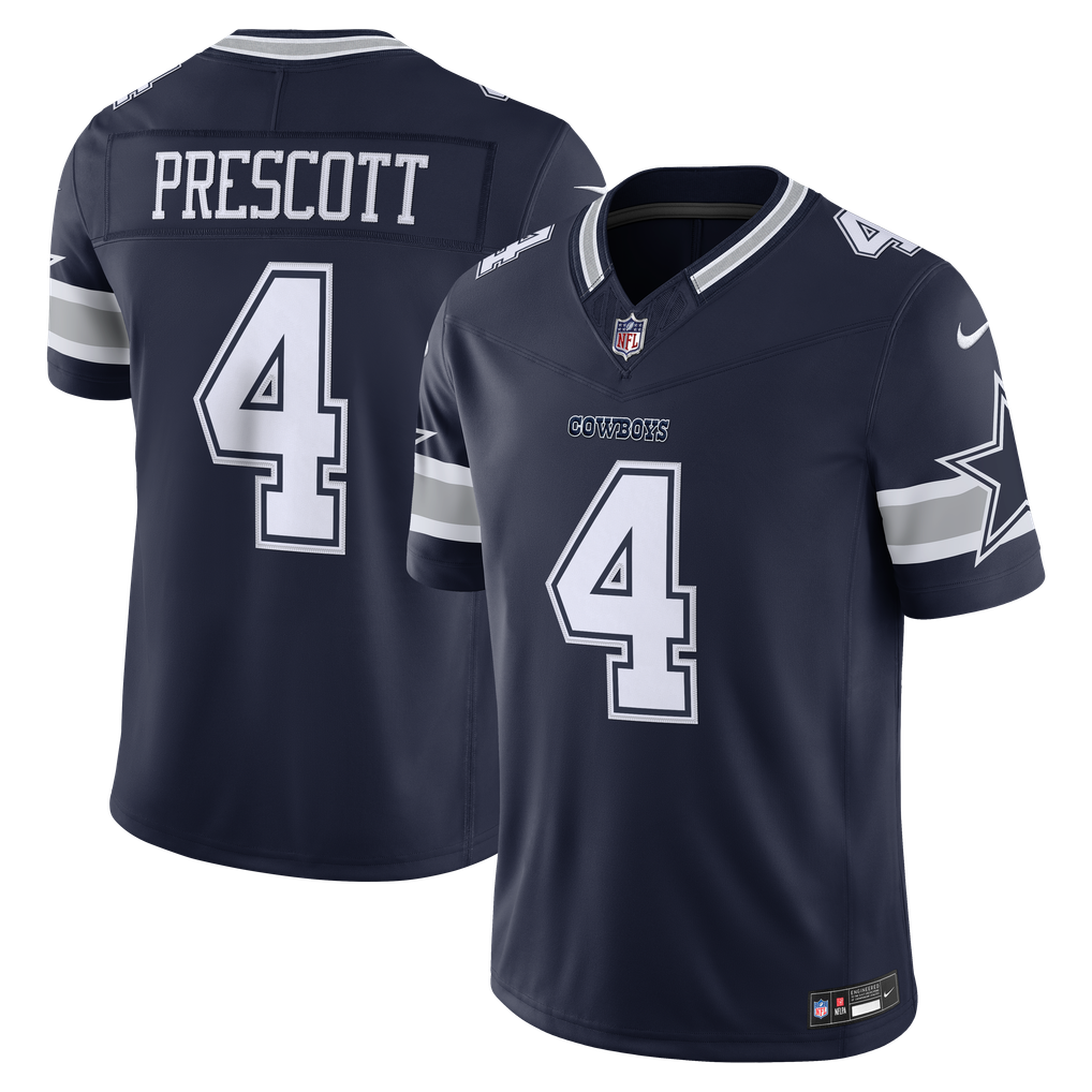 Men's Dallas Cowboys Dak Prescott Nike Navy Team Vapor F.U.S.E. Stitched Limited Jersey - Image 2