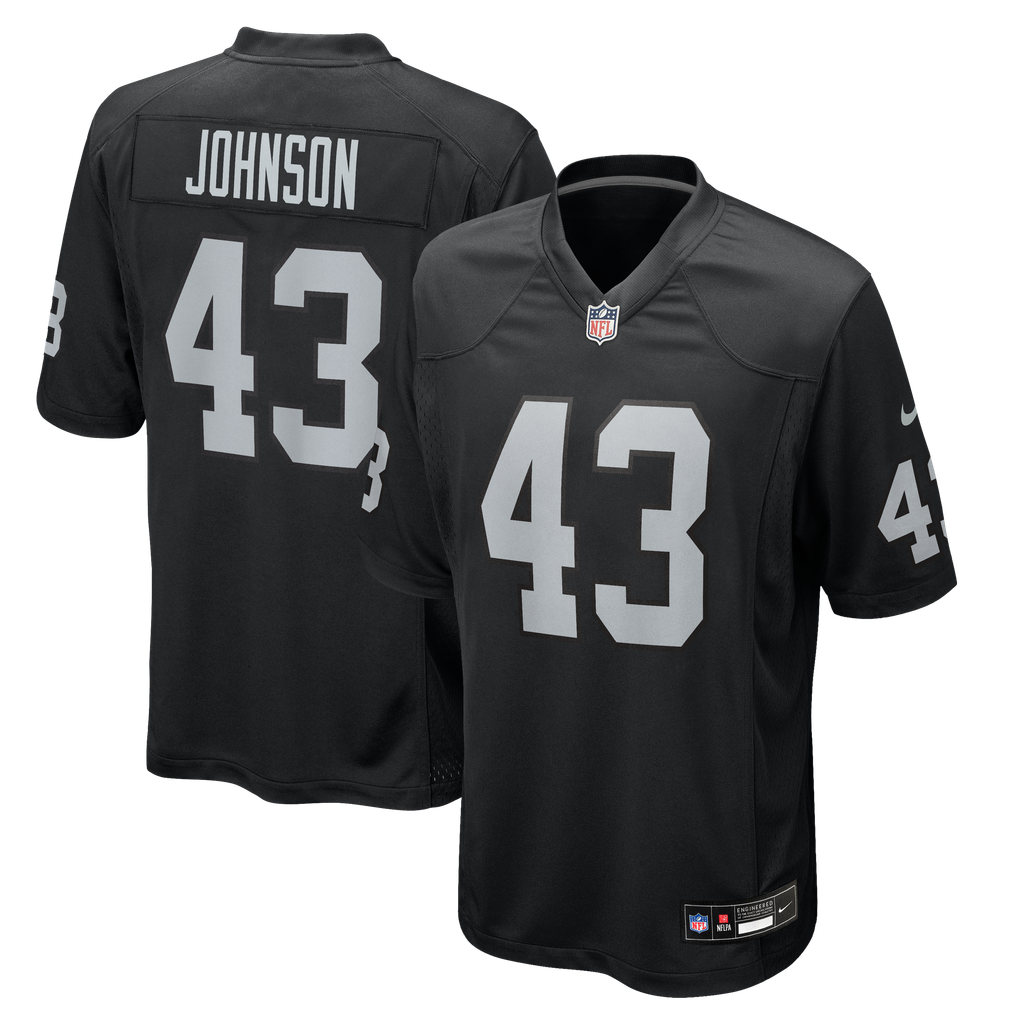 Men's Las Vegas Raiders Dalton Johnson Nike Black Team Game Jersey - Image 1