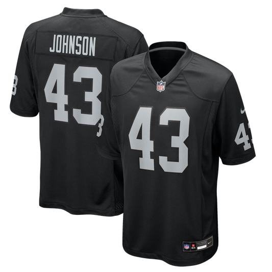 Men's Las Vegas Raiders Dalton Johnson Nike Black Team Game Jersey - Image 1