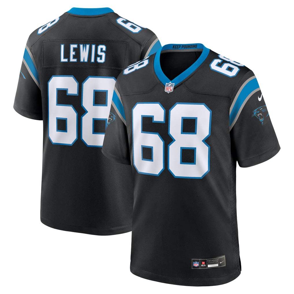 Men's Carolina Panthers Damien Lewis Nike Black Game Jersey - Image 1