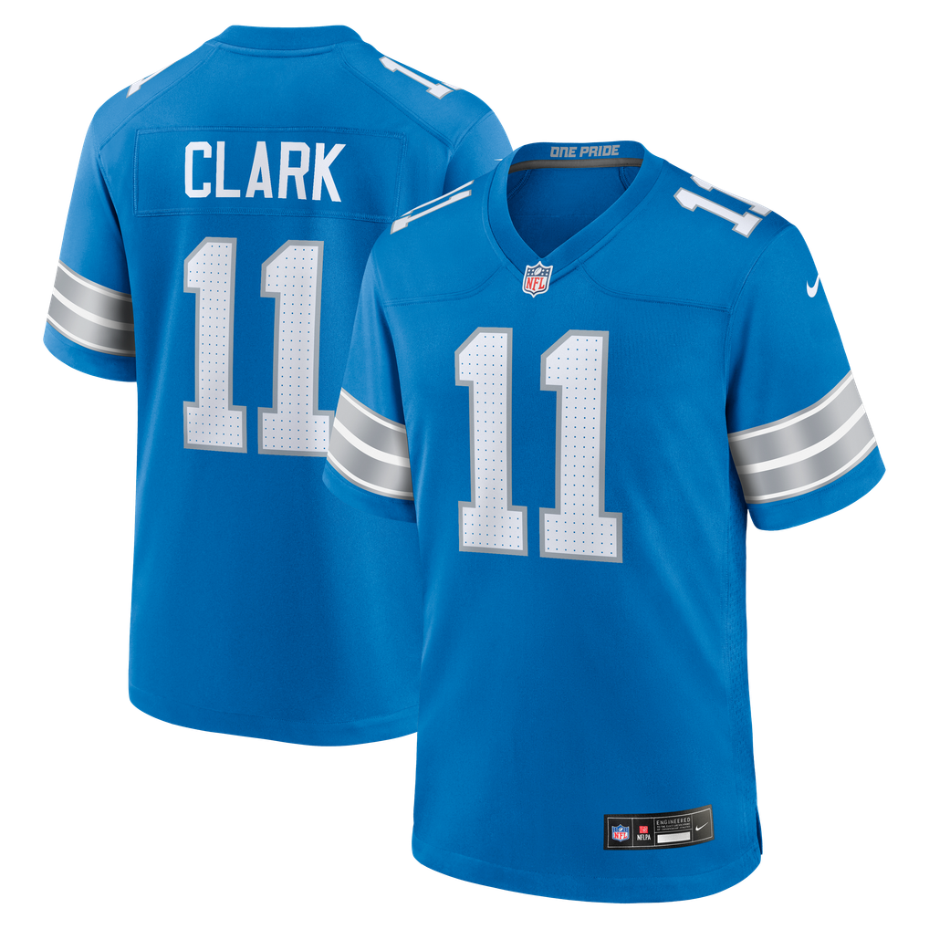 Men's Detroit Lions Damone Clark Nike  Blue Team Game Jersey - Image 1