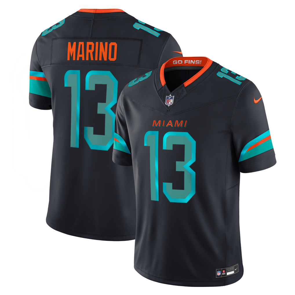Men's Miami Dolphins Dan Marino Nike Navy Rivalries Collection Stitched Limited Jersey - Image 2