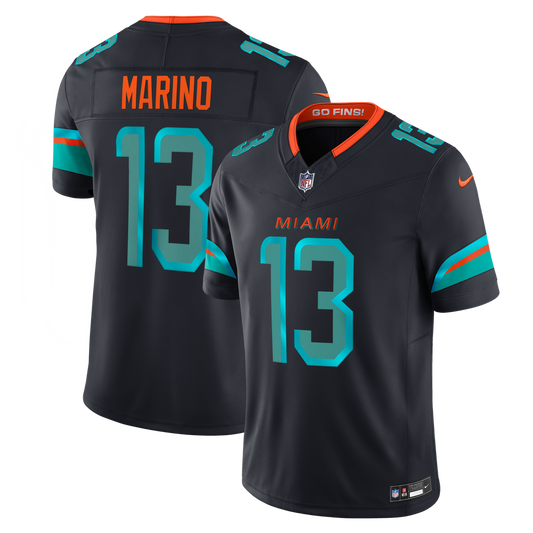 Men's Miami Dolphins Dan Marino Nike Navy Rivalries Collection Stitched Limited Jersey - Image 1