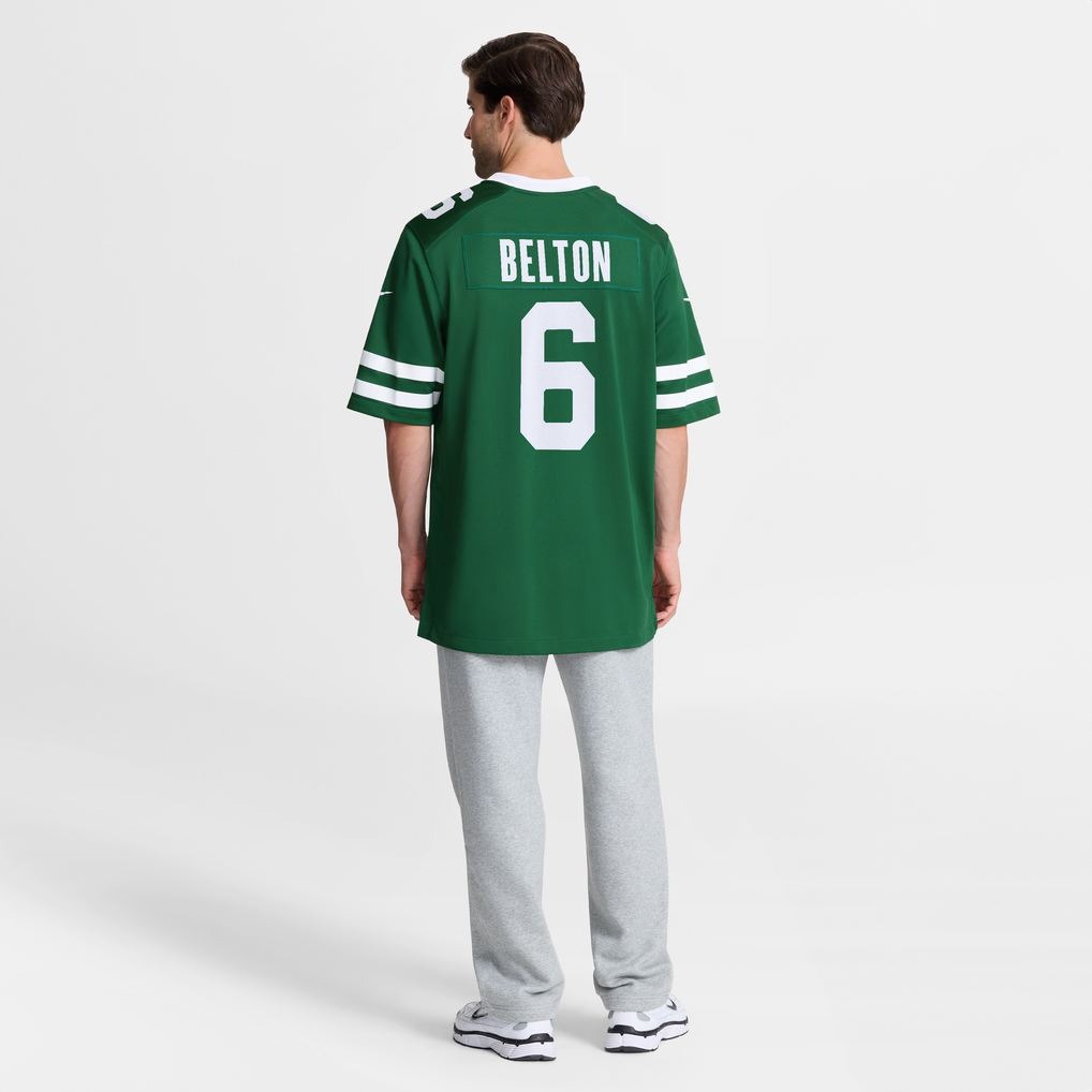 Men's New York Jets Dane Belton Nike Legacy Green Team Game Jersey - Image 4