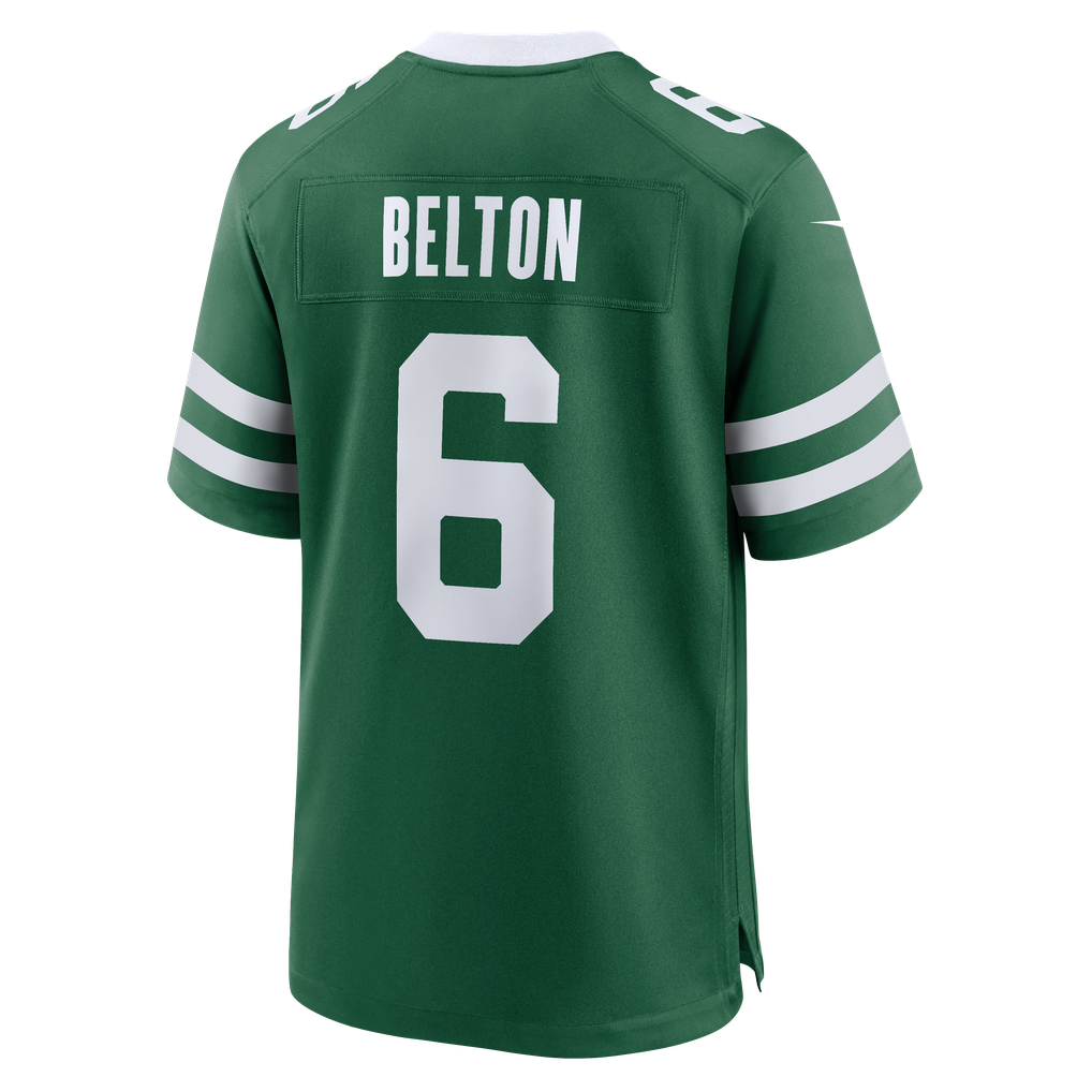 Men's New York Jets Dane Belton Nike Legacy Green Team Game Jersey - Image 6