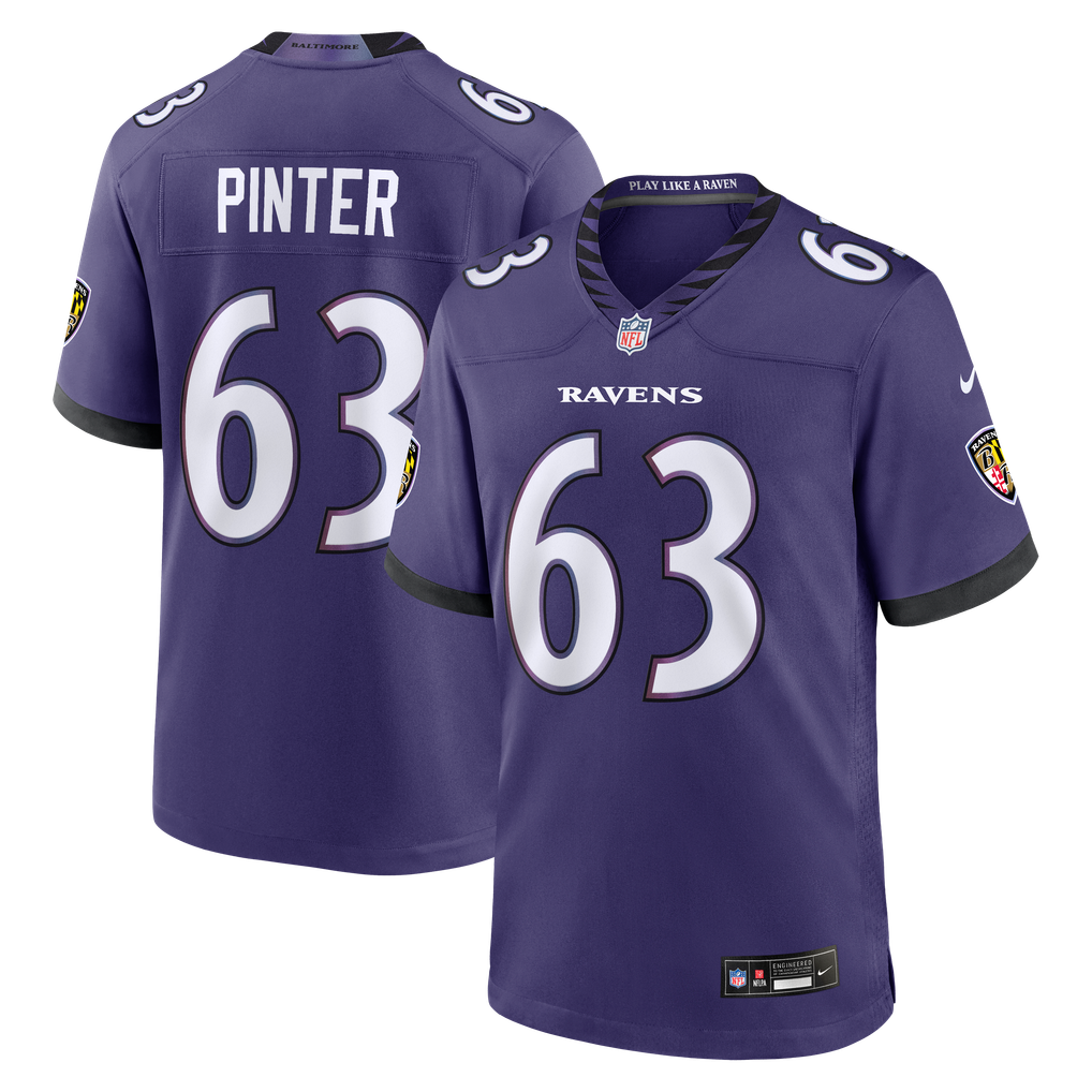 Men's Baltimore Ravens Danny Pinter Nike Purple Team Game Jersey