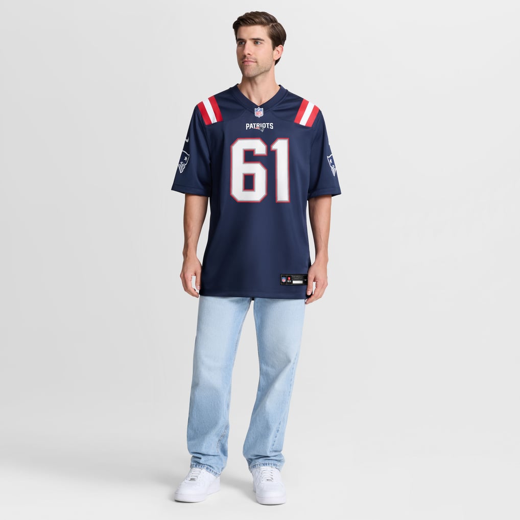 Men's New England Patriots Darrian Dalcourt Nike Navy Team Game Jersey - Image 3