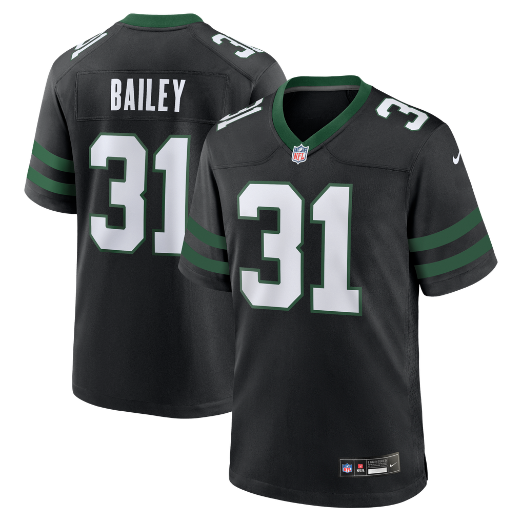 Men's New York Jets David Bailey Nike Legacy Black Alternate Game Player Jersey - Image 1