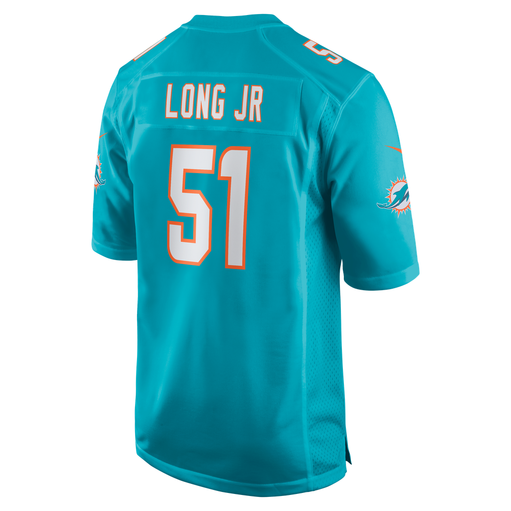 Men's Miami Dolphins David Long Jr. Nike Aqua Game Jersey - Image 4