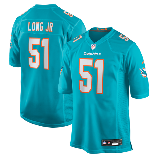 Men's Miami Dolphins David Long Jr. Nike Aqua Game Jersey - Image 1