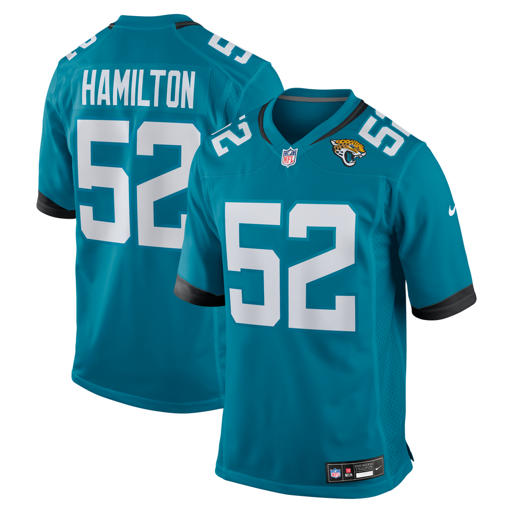 Men's Jacksonville Jaguars DaVon Hamilton Nike Teal Game Jersey - Image 2