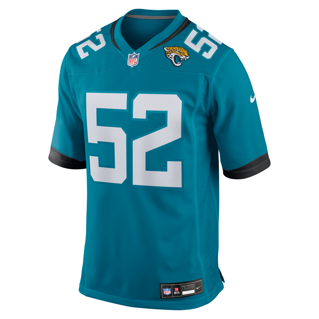 Men's Jacksonville Jaguars DaVon Hamilton Nike Teal Game Jersey - Image 3