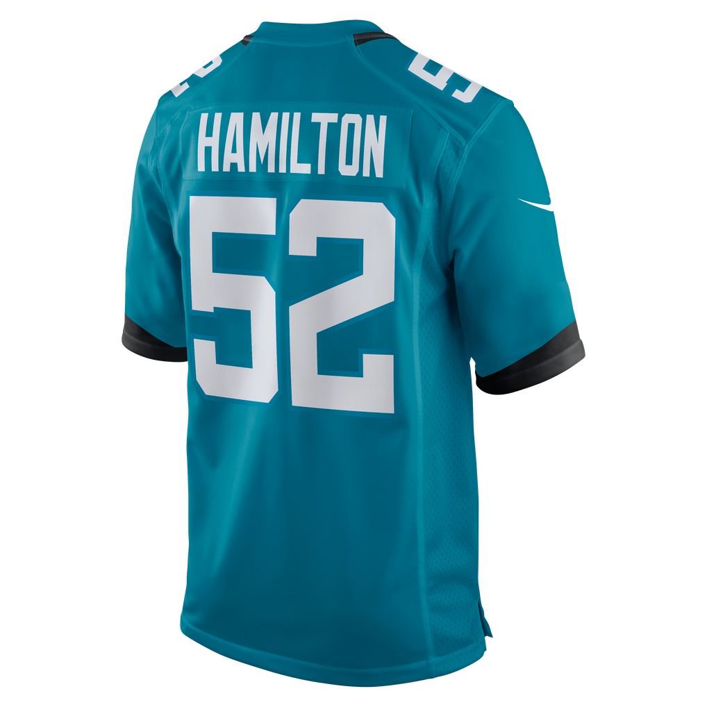 Men's Jacksonville Jaguars DaVon Hamilton Nike Teal Game Jersey - Image 4
