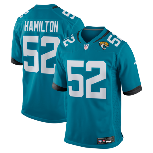 Men's Jacksonville Jaguars DaVon Hamilton Nike Teal Game Jersey - Image 1