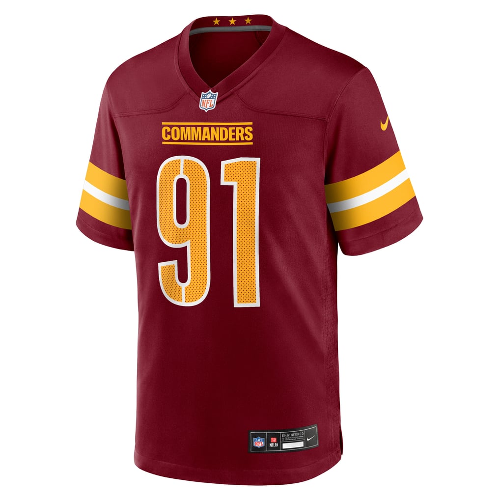 Men's Washington Commanders Deatrich Wise Jr. Nike  Burgundy Team Game Jersey - Image 3