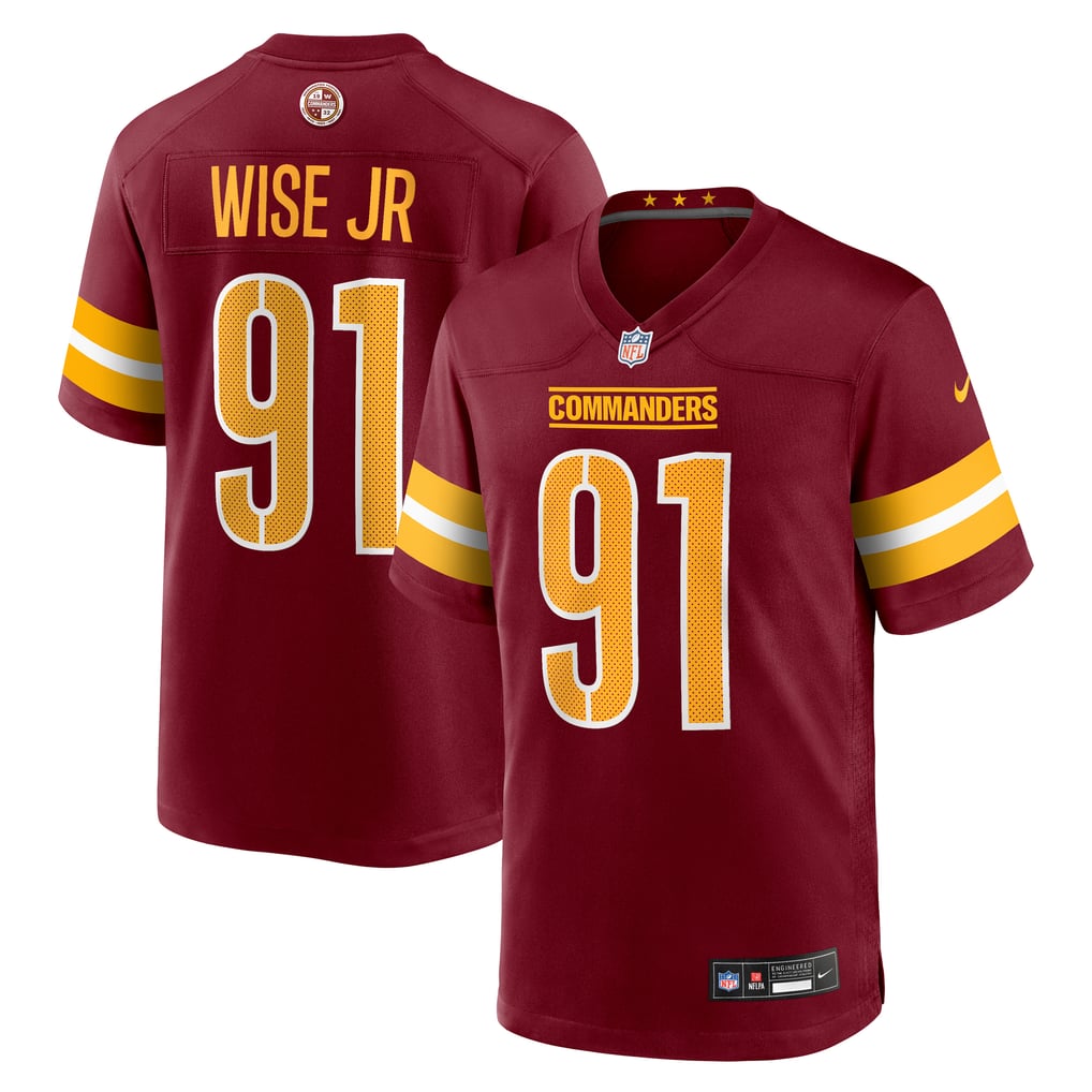 Men's Washington Commanders Deatrich Wise Jr. Nike  Burgundy Team Game Jersey - Image 1