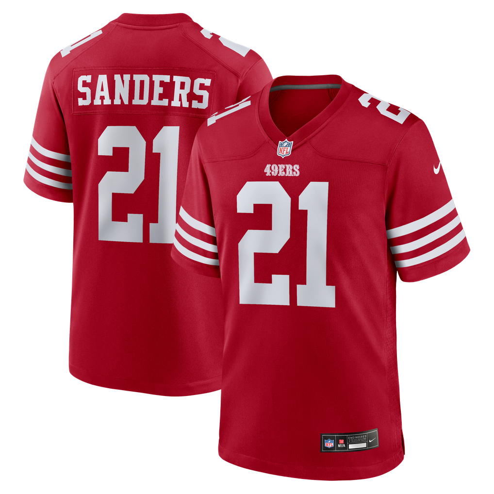Men's San Francisco 49ers Deion Sanders Nike  Scarlet Team Retired Player Game Jersey - Image 2