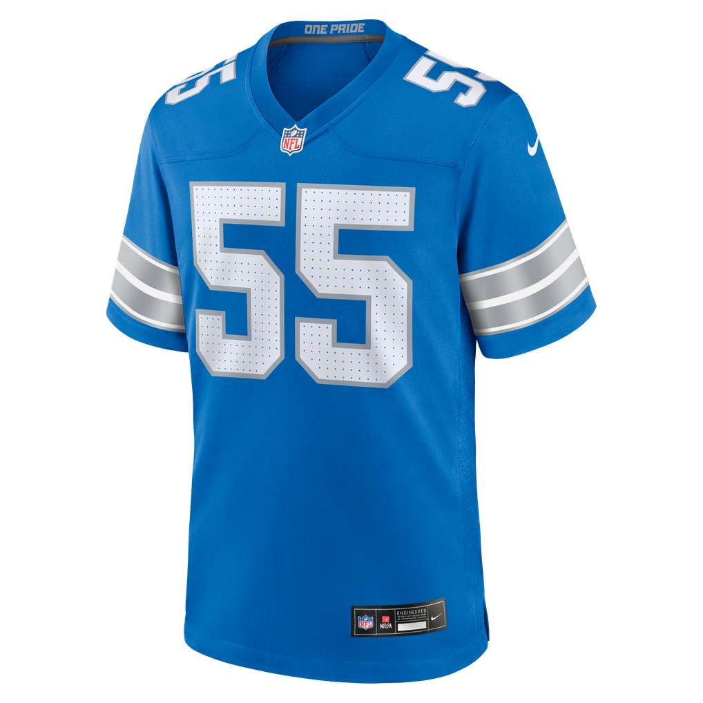 Men's Detroit Lions Derrick Barnes Nike  Blue Team Game Jersey - Image 3
