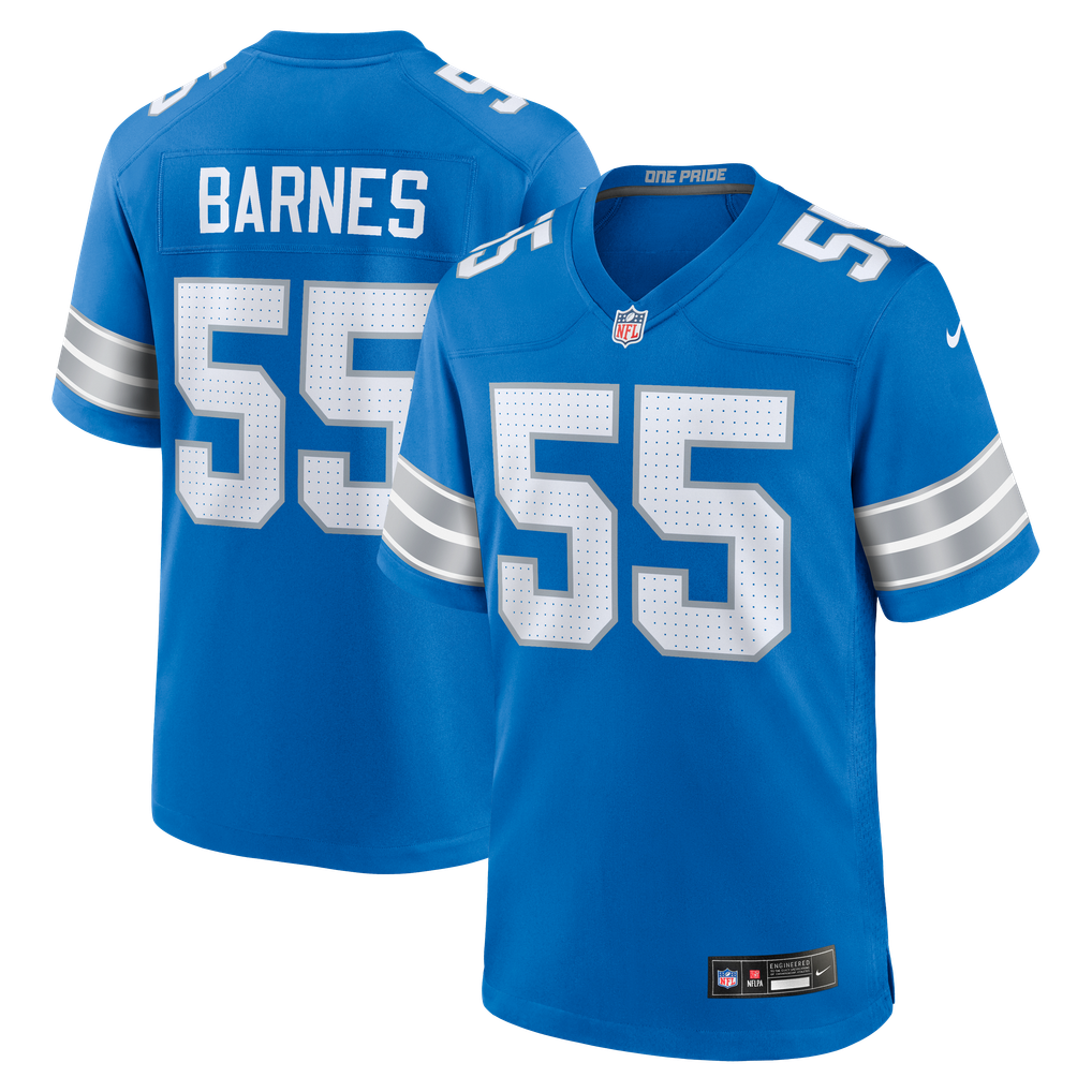 Men's Detroit Lions Derrick Barnes Nike  Blue Team Game Jersey - Image 1