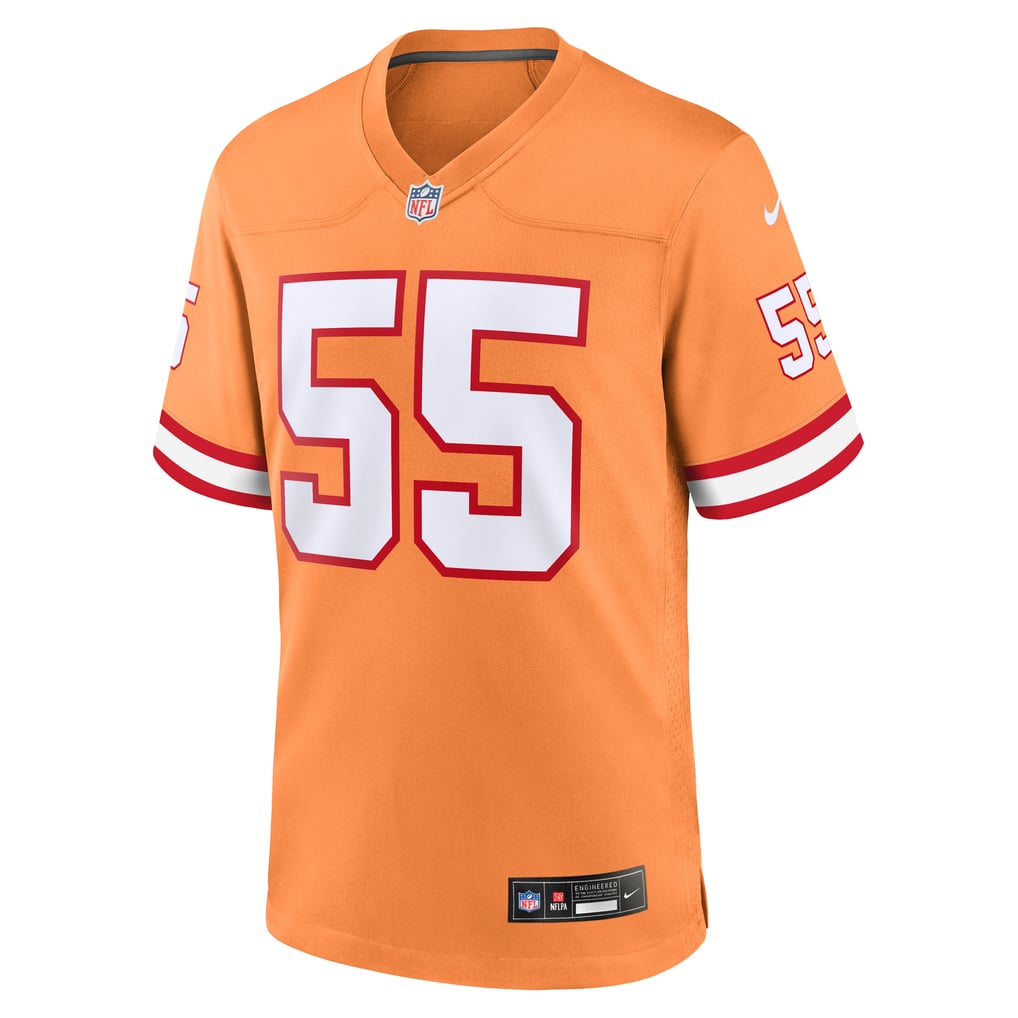 Men's Tampa Bay Buccaneers Derrick Brooks Nike Orange Throwback Game Jersey - Image 3