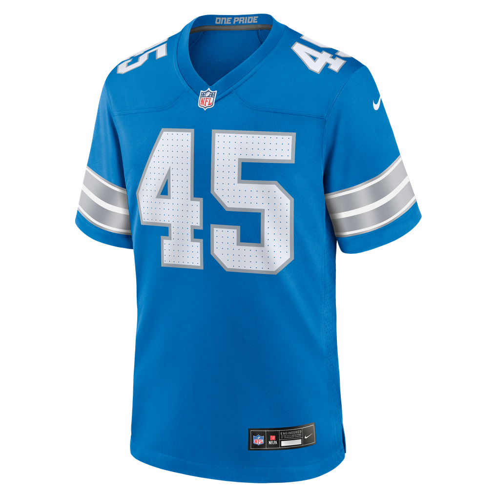 Men's Detroit Lions Devin White Nike Blue Team Game Jersey - Image 5