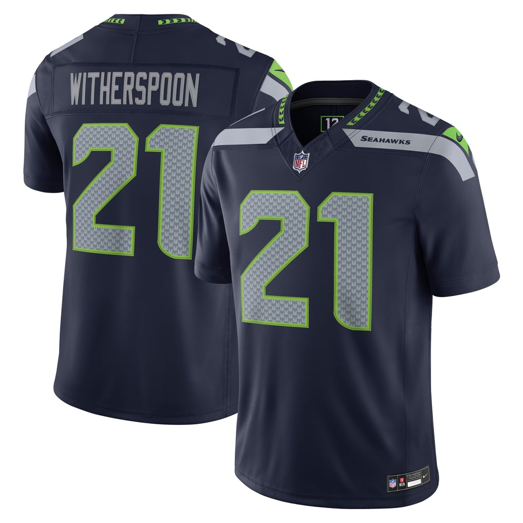 Men's Seattle Seahawks Devon Witherspoon Nike College Navy Team Vapor F.U.S.E. Stitched Limited Jersey - Image 2
