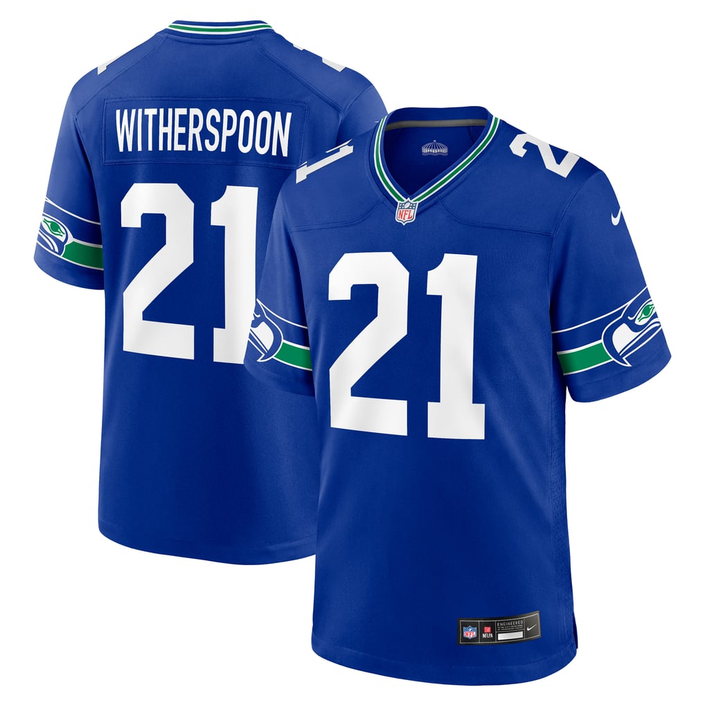 Men's Seattle Seahawks Devon Witherspoon Nike Royal Throwback Player Game Jersey - Image 1