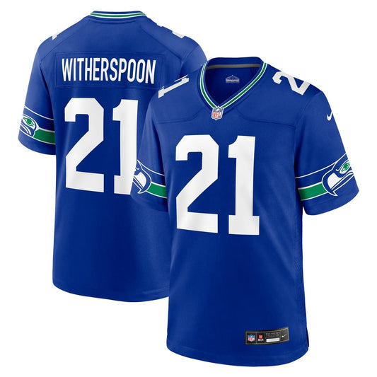 Men's Seattle Seahawks Devon Witherspoon Nike Royal Throwback Player Game Jersey - Image 1
