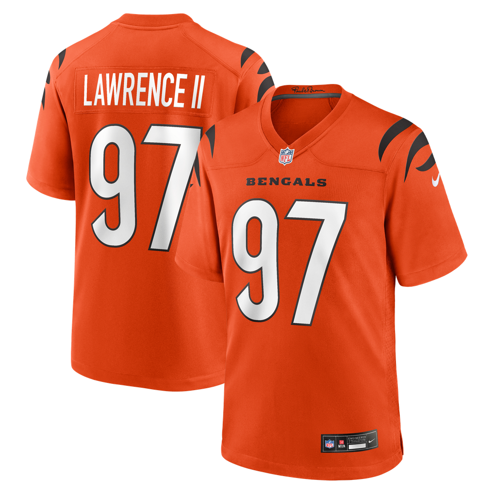 Men's Cincinnati Bengals Dexter Lawrence II Nike Orange Game Jersey - Image 2