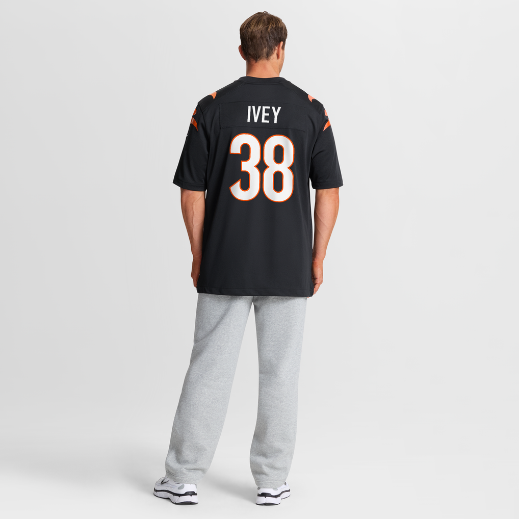 Men's Cincinnati Bengals DJ Ivey Nike Black Team Game Jersey - Image 9