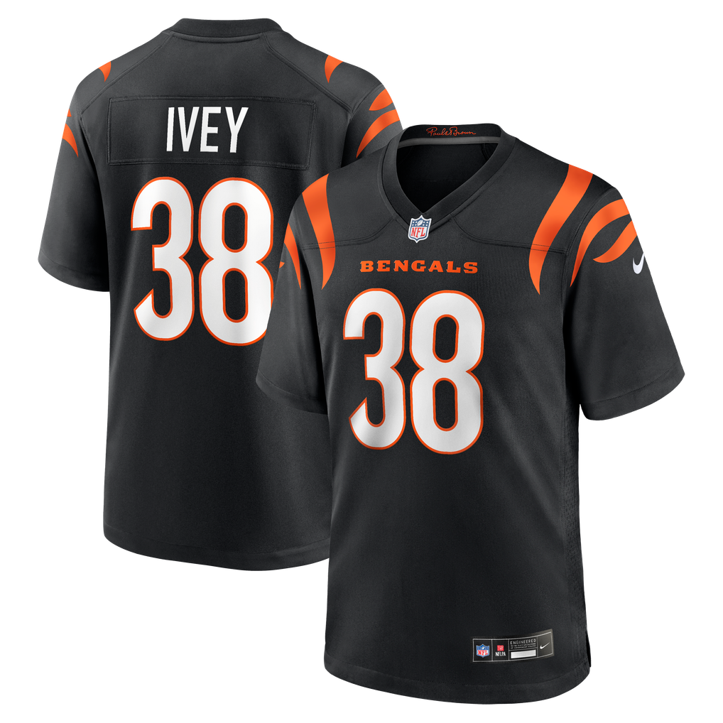 Men's Cincinnati Bengals DJ Ivey Nike Black Team Game Jersey - Image 1