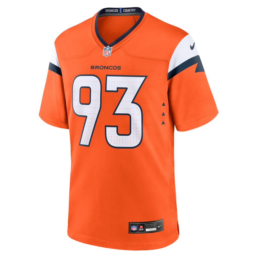 Men's Denver Broncos D.J. Jones Nike  Orange Team Game Jersey - Image 3