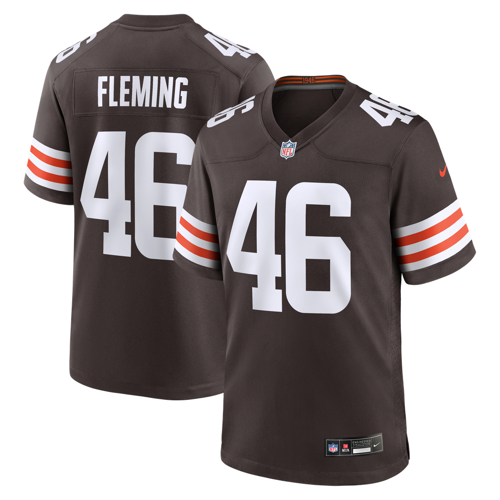 Men's Cleveland Browns Don Fleming Nike Brown Retired Player Jersey - Image 2