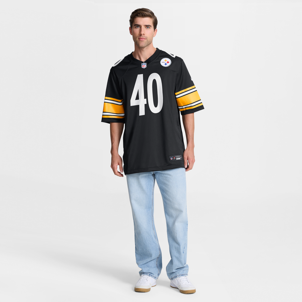 Men's Pittsburgh Steelers Doneiko Slaughter Nike Black Team Game Jersey - Image 3