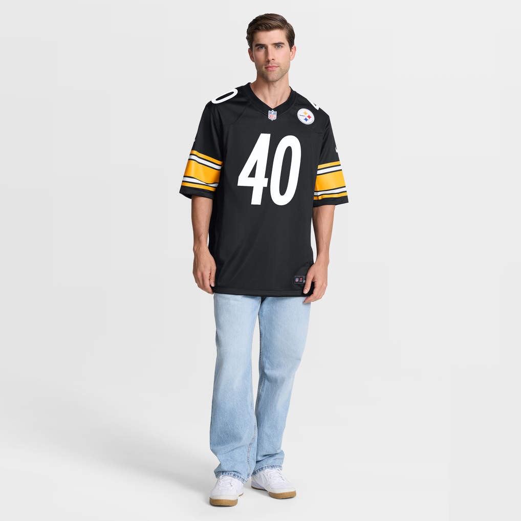 Men's Pittsburgh Steelers Doneiko Slaughter Nike Black Team Game Jersey - Image 5