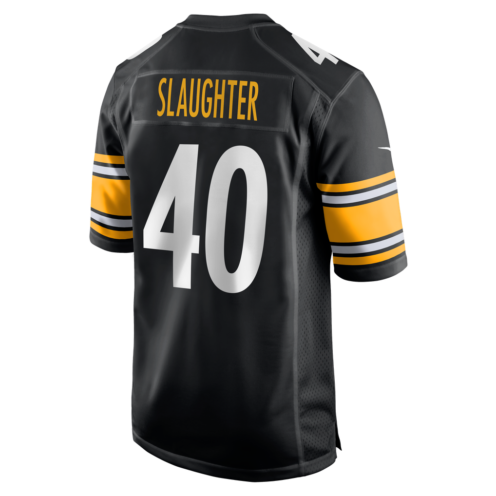 Men's Pittsburgh Steelers Doneiko Slaughter Nike Black Team Game Jersey - Image 7